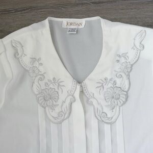 White sheer big collared blouse